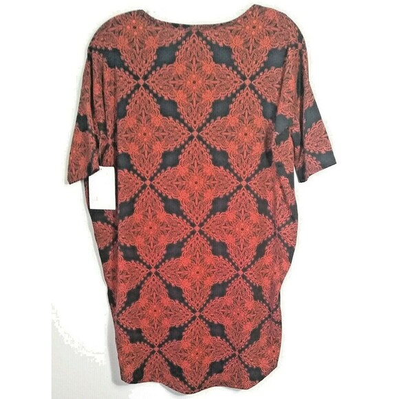 LulaRoe Irma Tunic Red Black Diamond Abstract Print Hi Low Hem Womens Size XXS - Picture 4 of 5